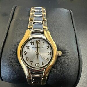 Anne Klein Quick Set Date Two-Tone Gold Plated Stainless Steel Quartz Watch 42.7